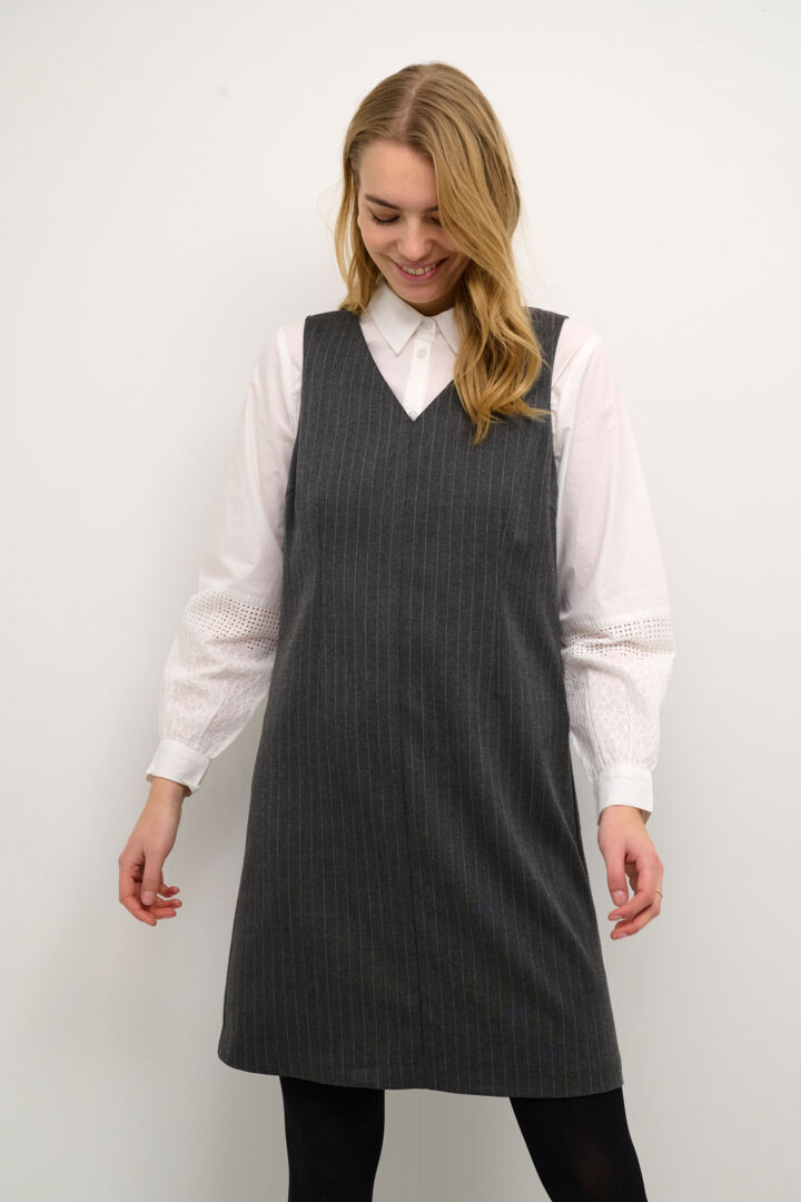 reiss pinstripe pinafore dress grey Pinstriped pinafore dress – Rue