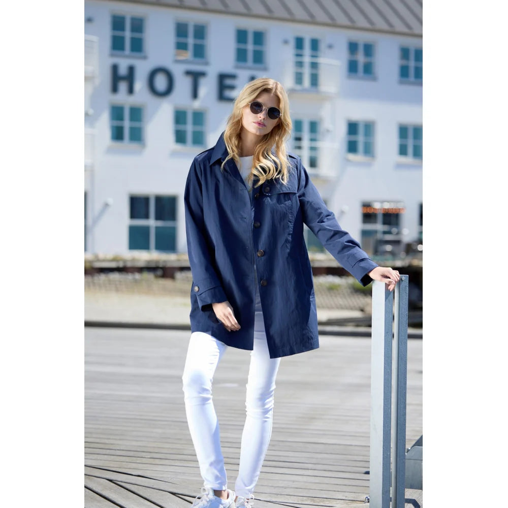 cotton navy trench coat ladies