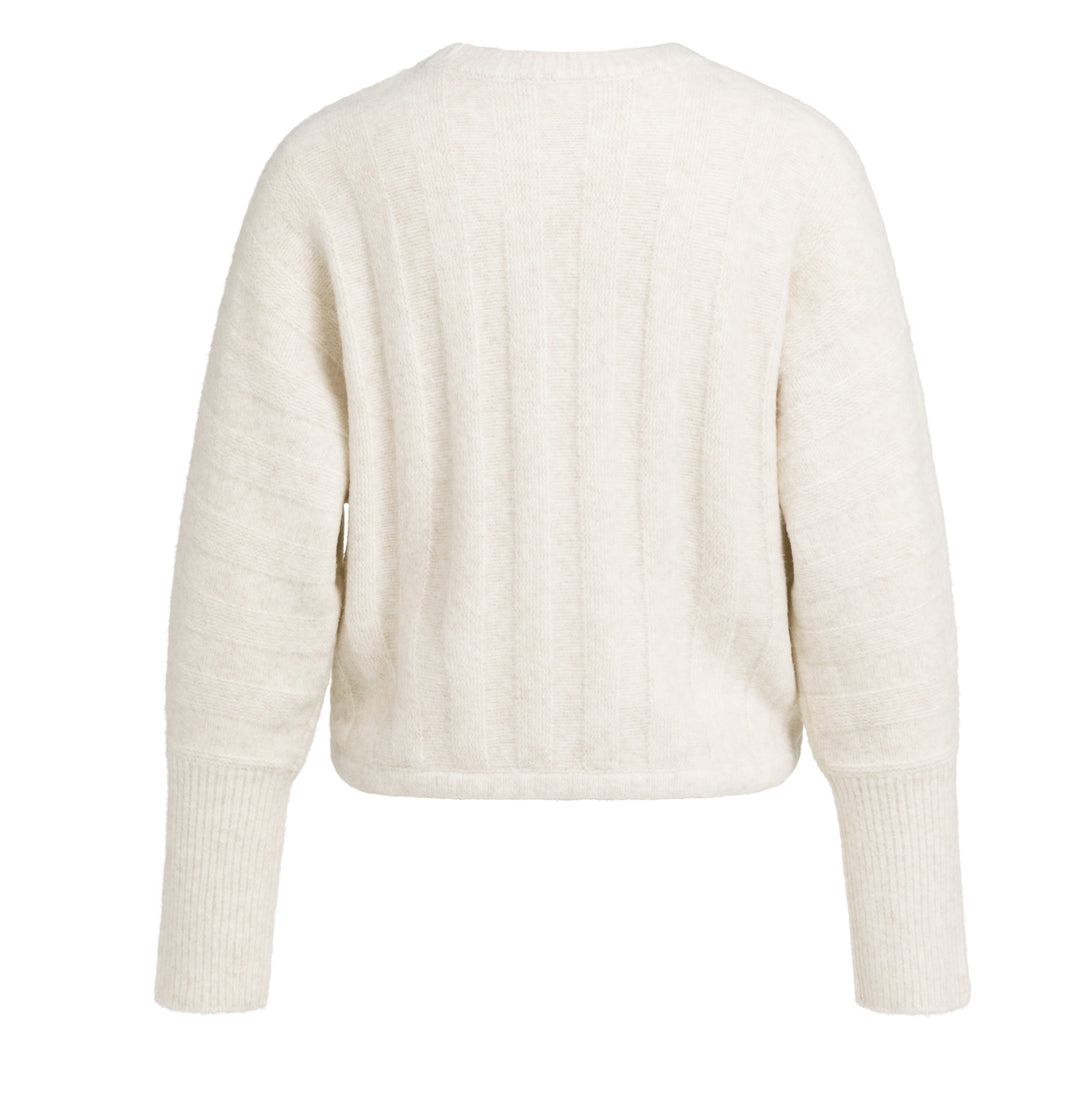 Pull en maille côtelée à emmanchures chauve-souris et cordon - Au style moderne