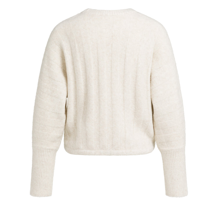 Pull en maille côtelée à emmanchures chauve-souris et cordon - Au style moderne