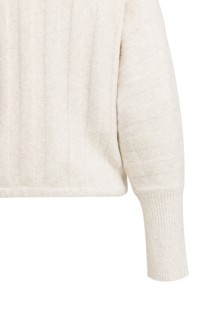 Pull en maille côtelée à emmanchures chauve-souris et cordon - Au style moderne