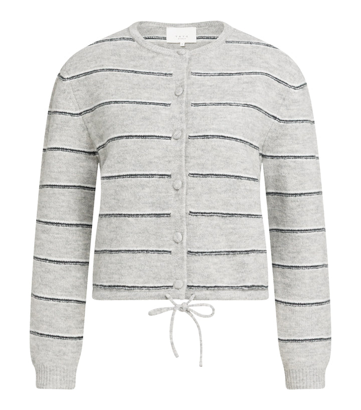 Gilet tricoté à rayures et lien de serrage - Coupe classique équilibrée