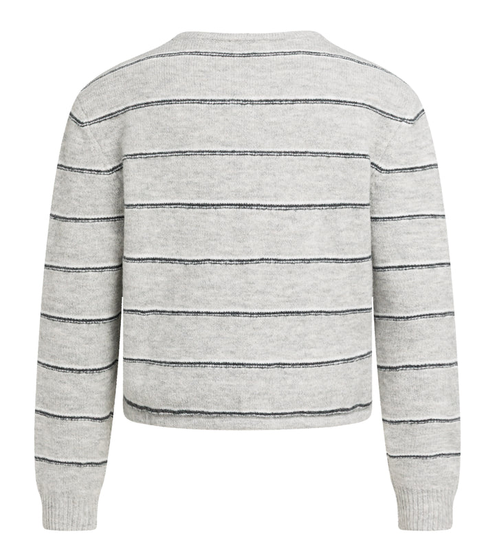Gilet tricoté à rayures et lien de serrage - Coupe classique équilibrée