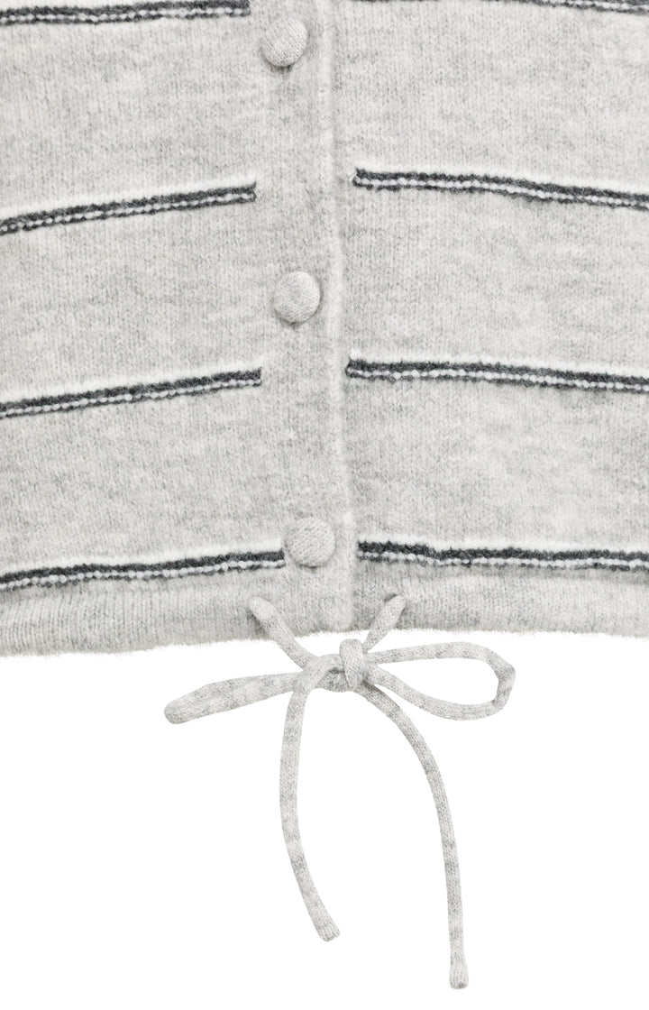 Gilet tricoté à rayures et lien de serrage - Coupe classique équilibrée