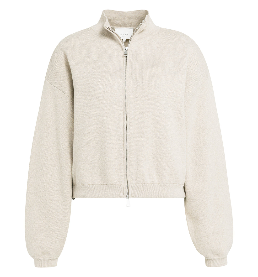 Cardigan jacquard zippé à manches longues - En coton au style urbain et décontracté