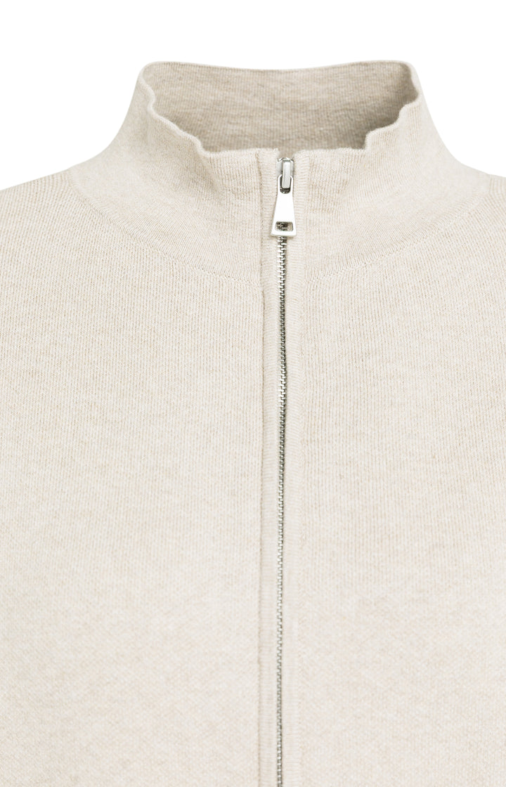 Cardigan jacquard zippé à manches longues - En coton au style urbain et décontracté