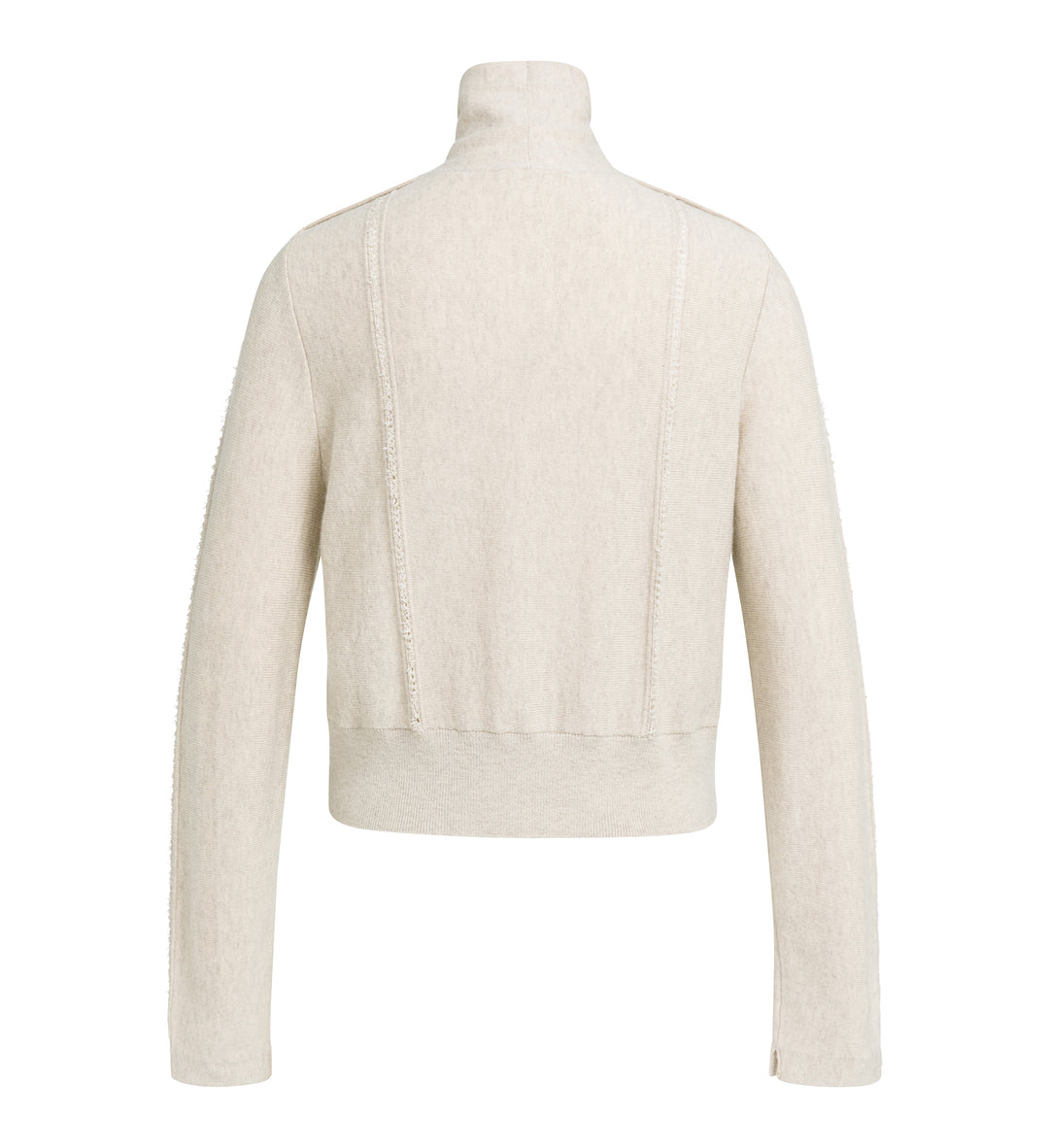 Cardigan ajusté en laine et cachemire à col montant modulable - À détails texturés