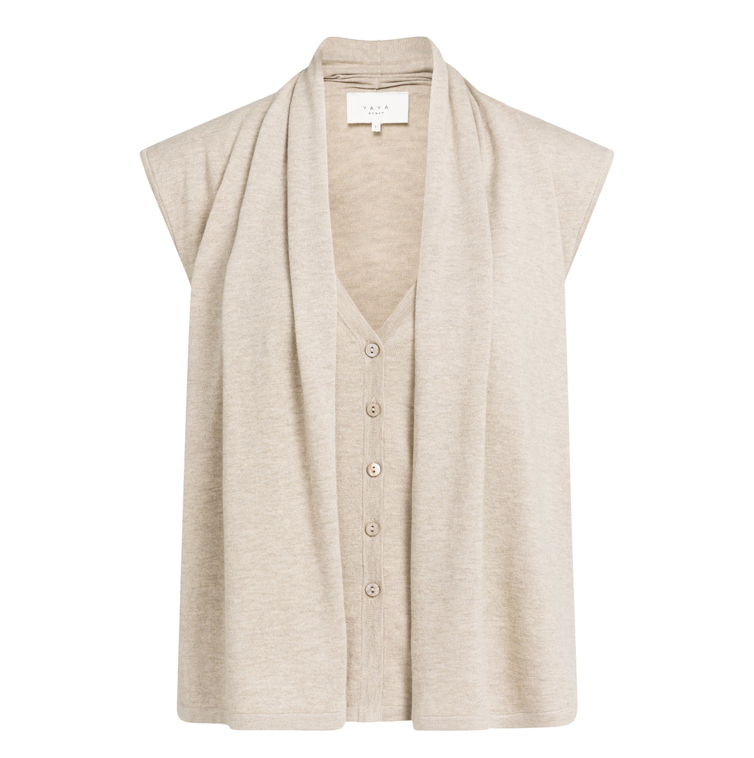 Cardigan sans manches double épaisseur - Mélange de coton