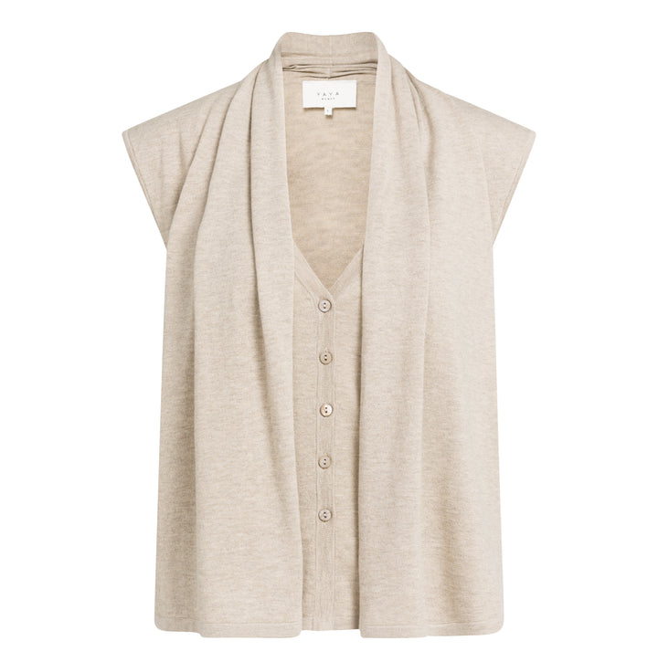 Cardigan sans manches double épaisseur - Mélange de coton