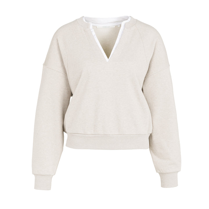 Pull col en V avec col tissé - Coupe décontractée et confortable