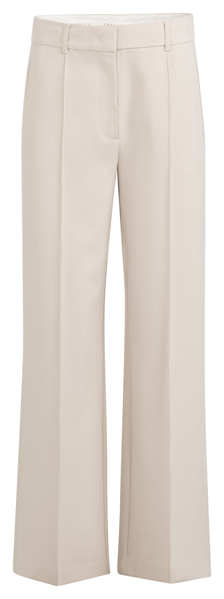 Pantalon large taille haute – Tissu tissé structuré et détails surpiqués