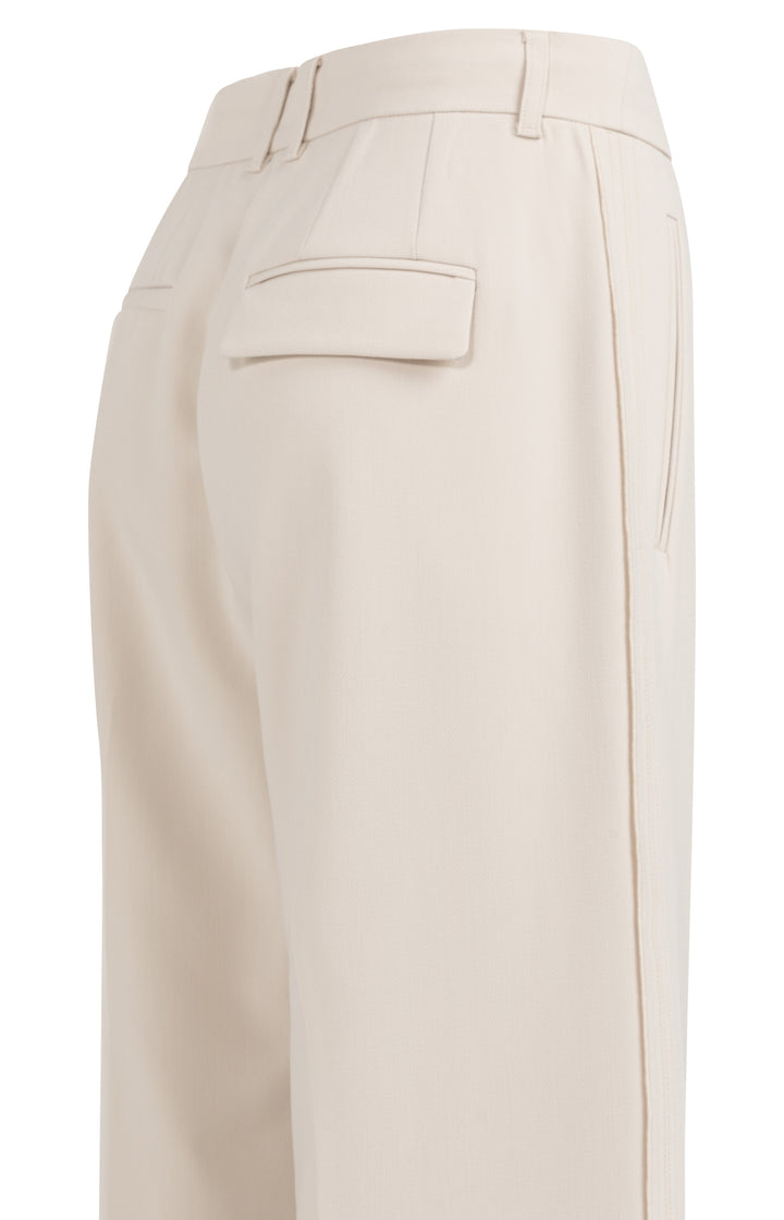 Pantalon large taille haute – Tissu tissé structuré et détails surpiqués