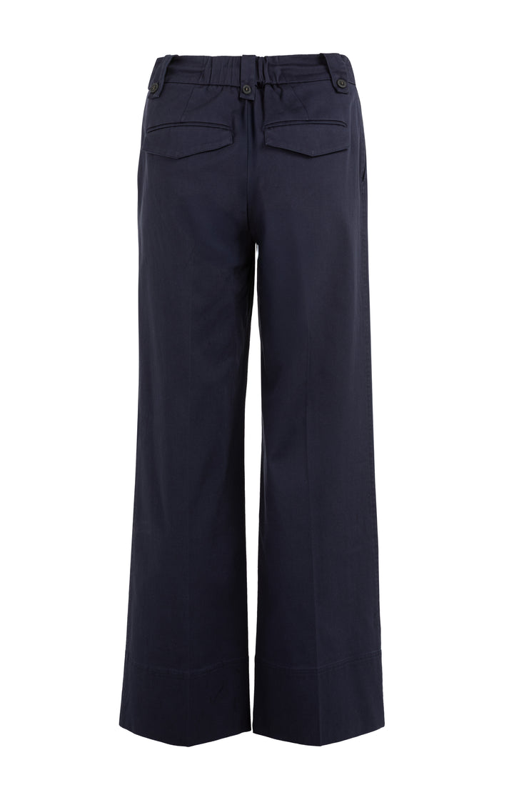 Pantalon large à cordon - En coton tissé à taille haute élastiquée