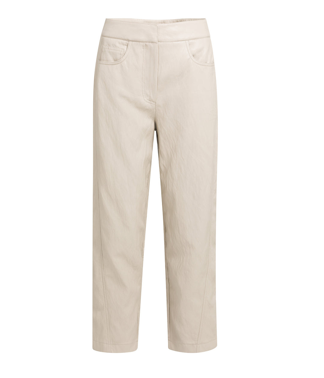 Pantalon en simili cuir avec détails de coutures - Taille mi-haute
