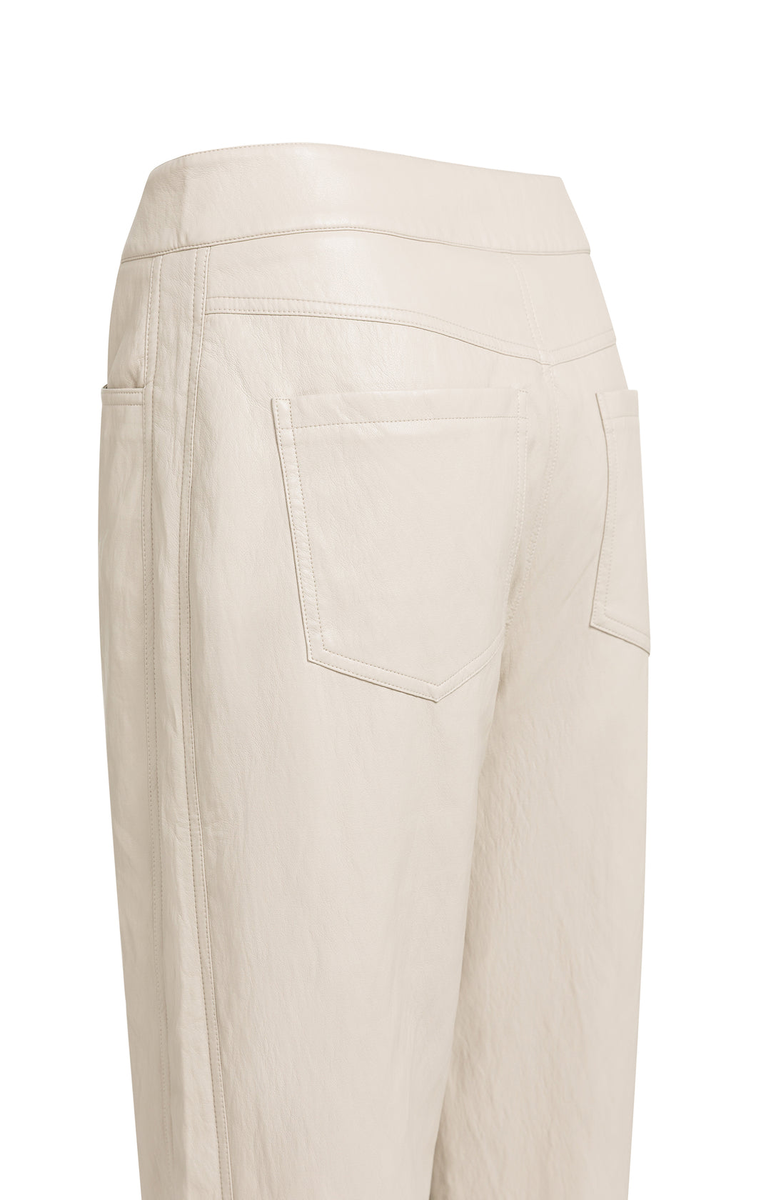 Pantalon en simili cuir avec détails de coutures - Taille mi-haute