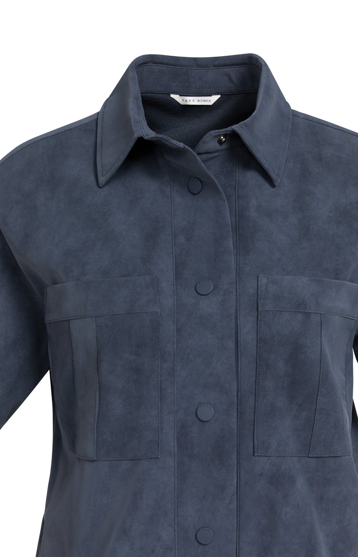 Robe chemise en suédine à manches courtes - Décontractée au toucher velouté