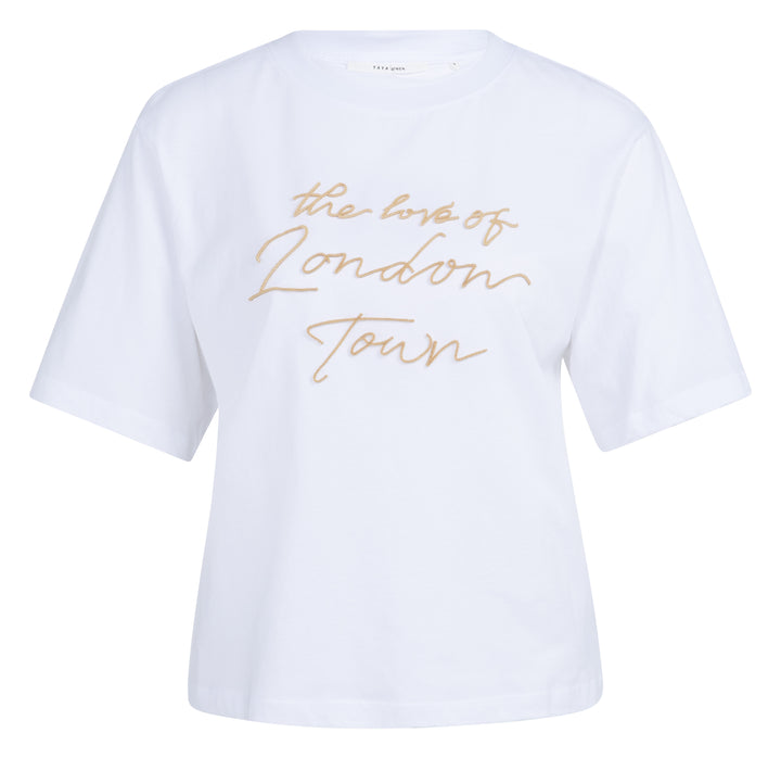 T-shirt en coton à imprimé velouté – Coupe ample manches larges