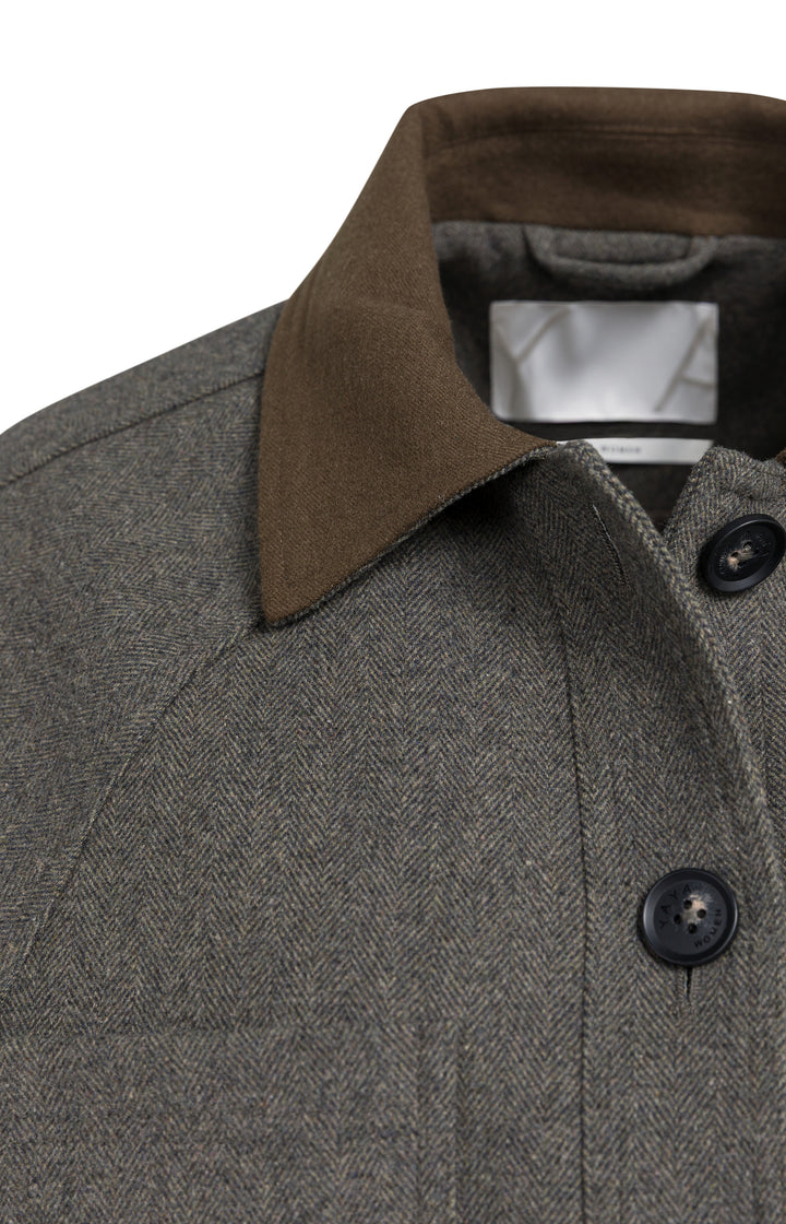 Veste courte oversize à col contrastant - En mélange de laine