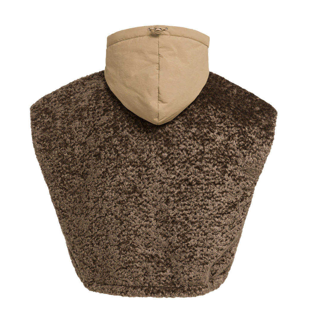 Plastron réversible en fausse fourrure et nylon  - À capuche intégrée