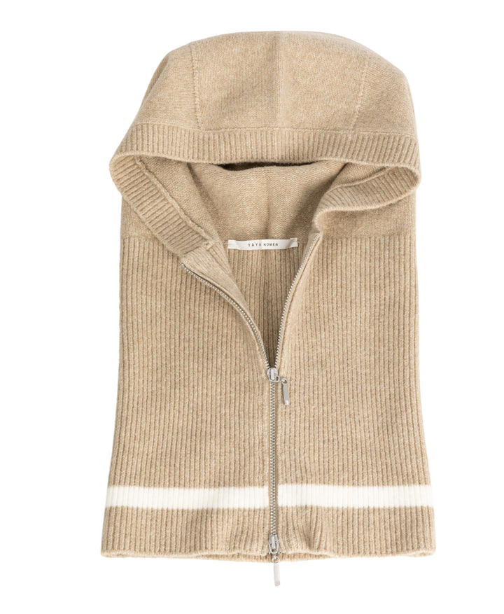 Capuche en tricot à fermeture éclair - En mélange de coton