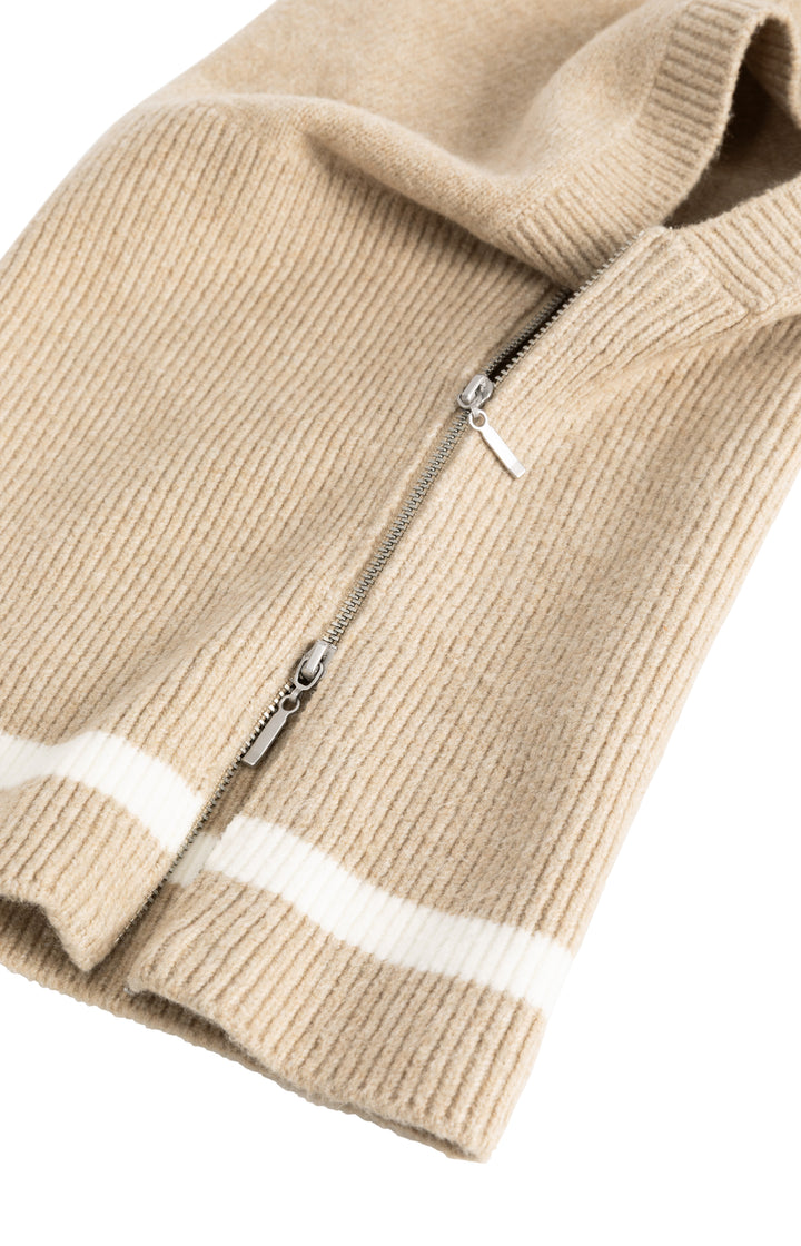 Capuche en tricot à fermeture éclair - En mélange de coton