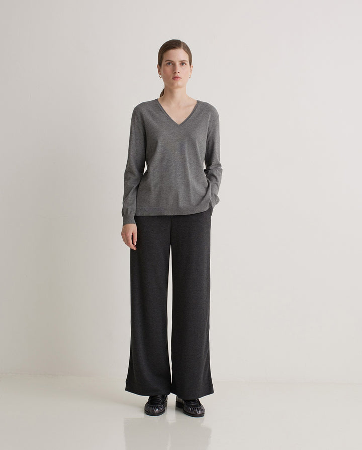 Pantalon large en maille anthracite