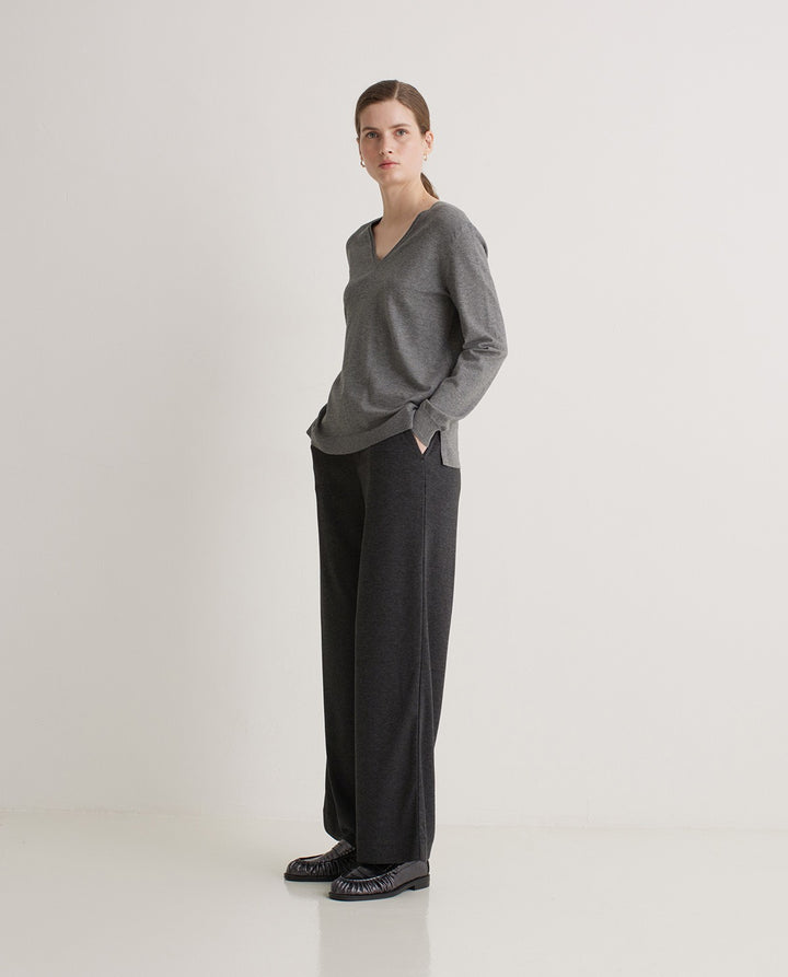 Pantalon large en maille anthracite