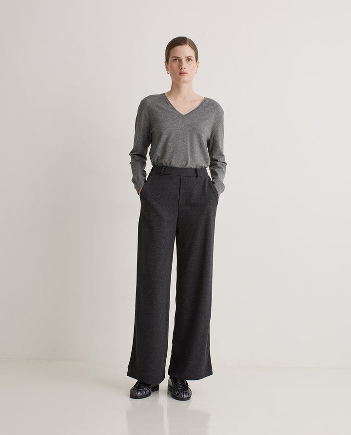 Pantalon large en maille anthracite