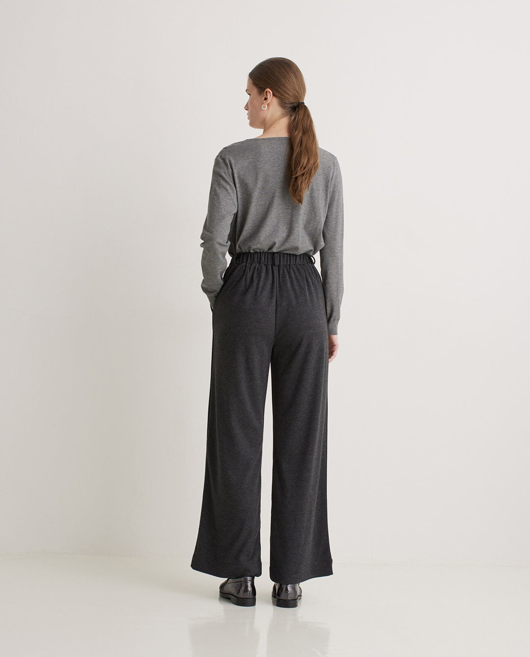 Pantalon large en maille anthracite