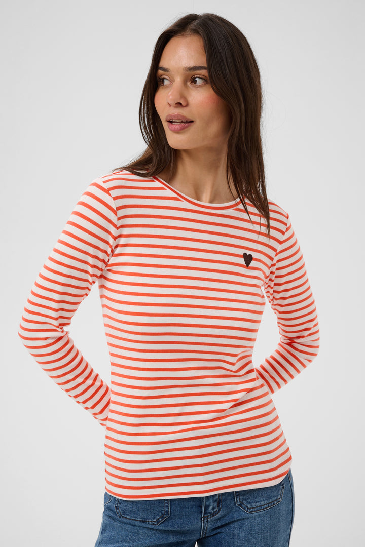 Pull à rayures Liddy - Broderie cœur contrastante