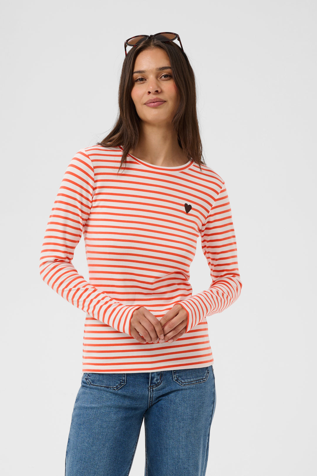 Pull à rayures Liddy - Broderie cœur contrastante