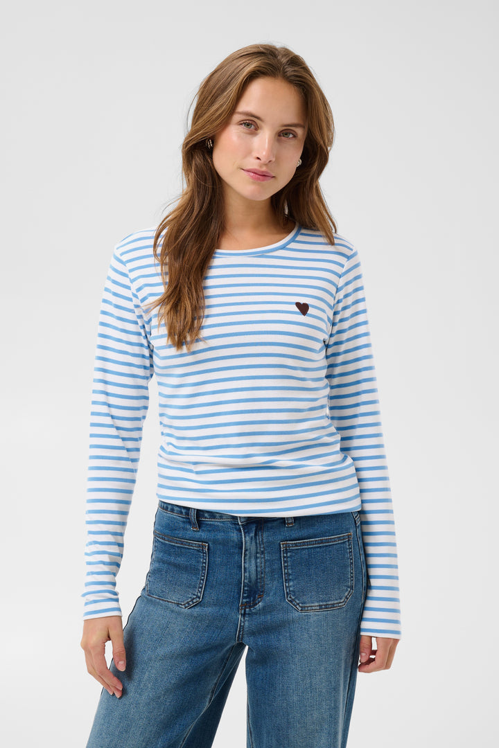 Pull à rayures Liddy - Broderie cœur contrastante