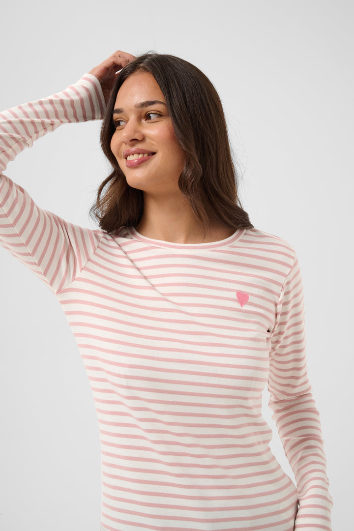 Pull à rayures Liddy - Broderie cœur contrastante