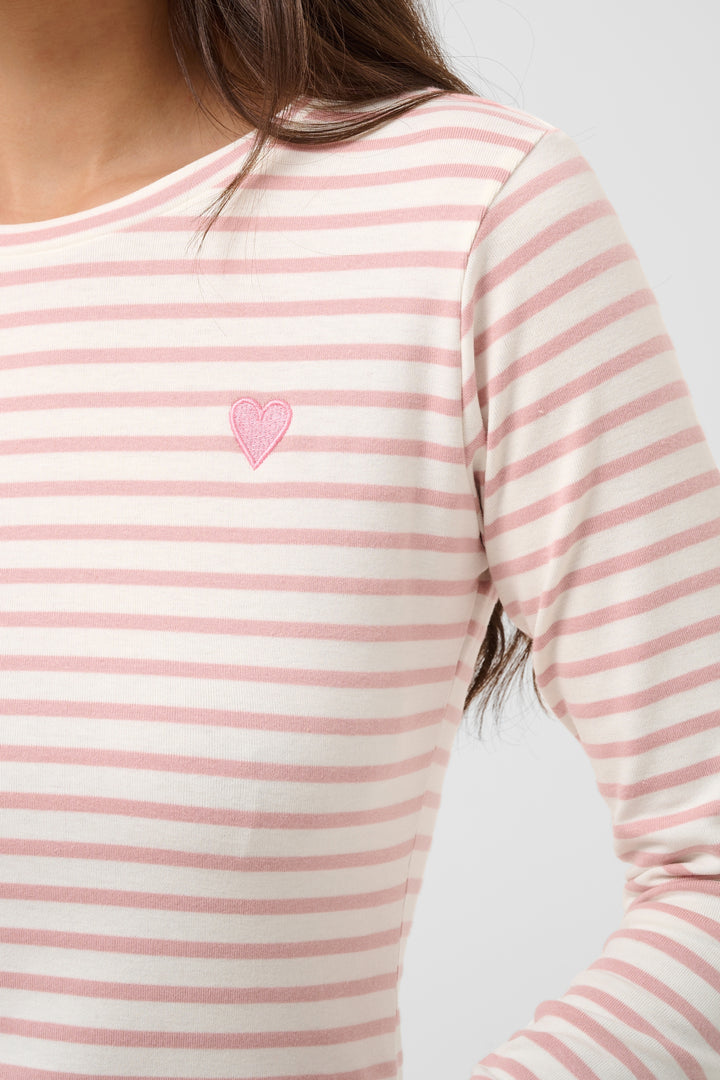 Pull à rayures Liddy - Broderie cœur contrastante