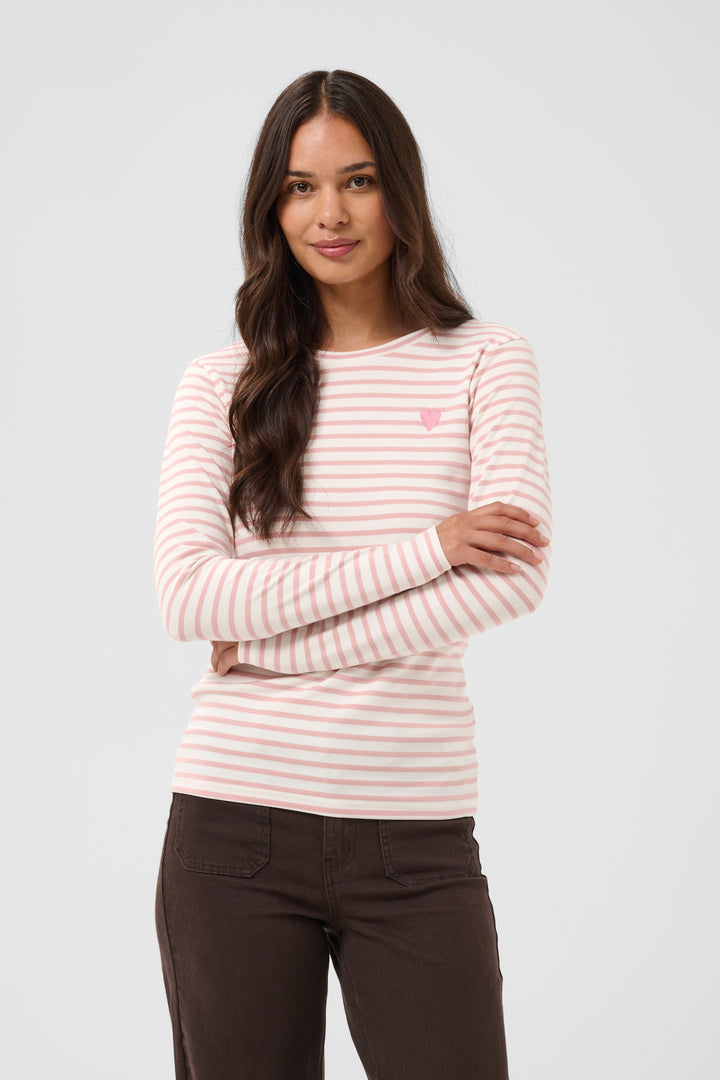 Pull à rayures Liddy - Broderie cœur contrastante
