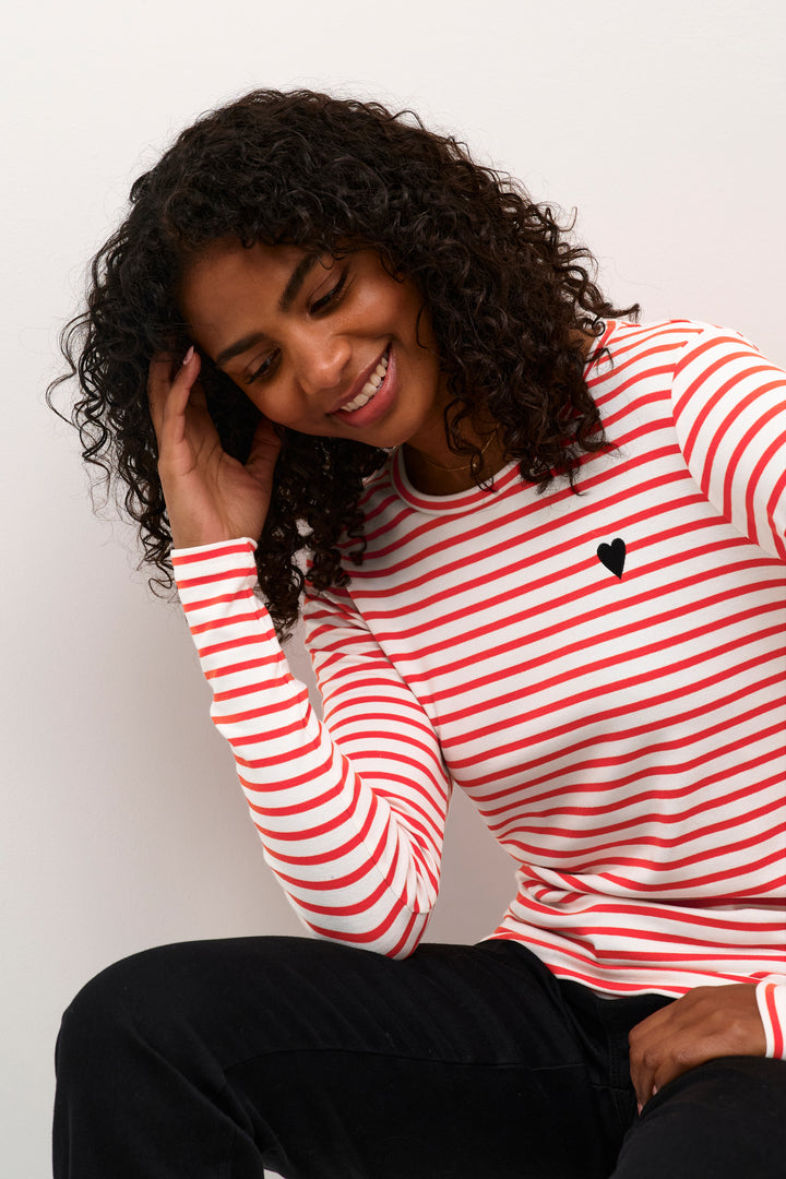 Pull à rayures et broderie de coeur Liddy