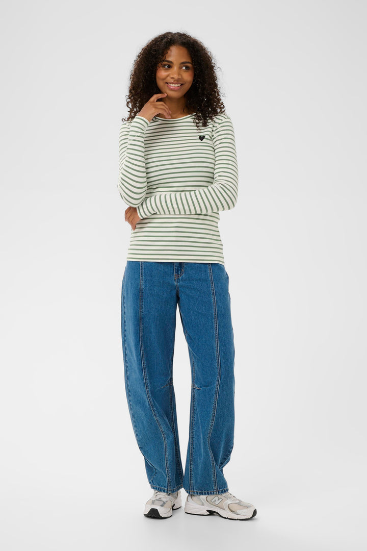 Pull à rayures et broderie de coeur Liddy**