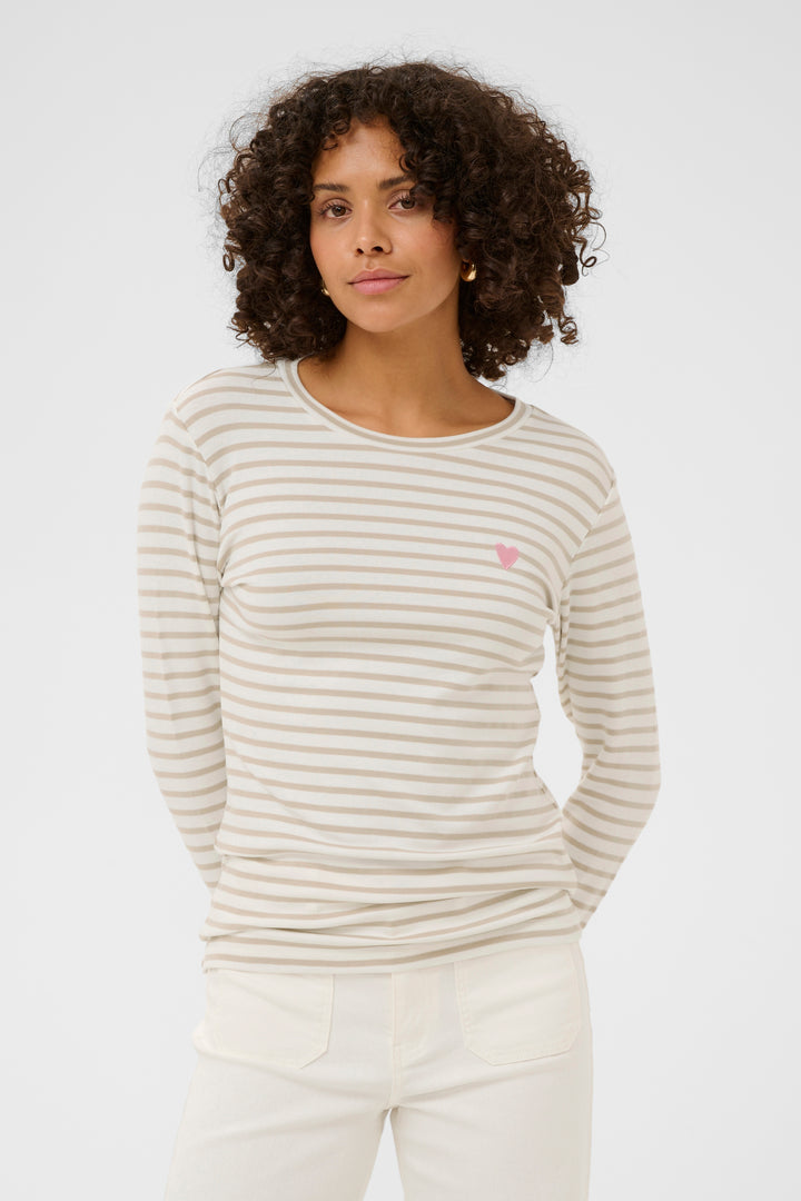 Pull à rayures et broderie de coeur Liddy**