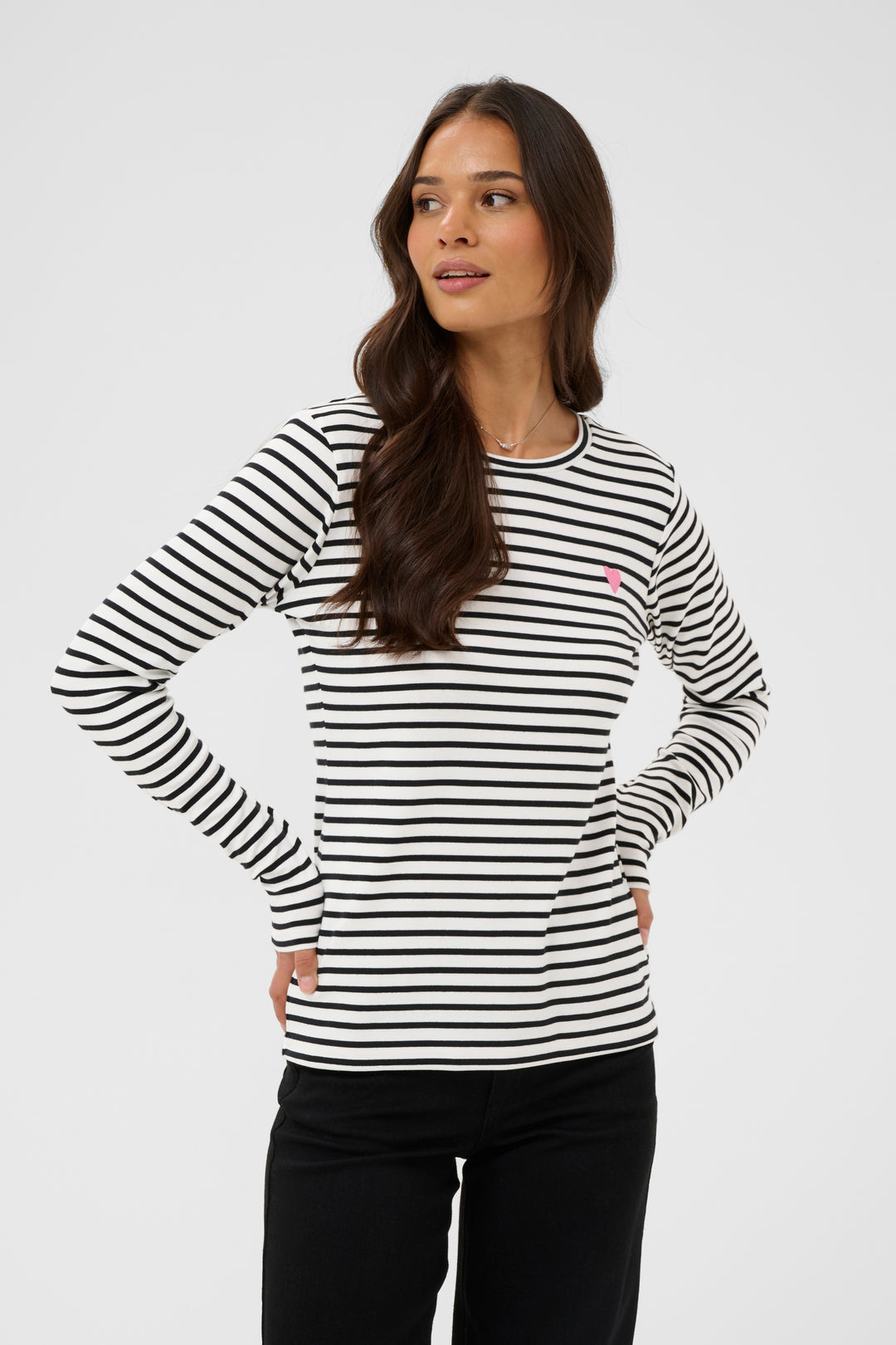 Pull à rayures et broderie de coeur Liddy**