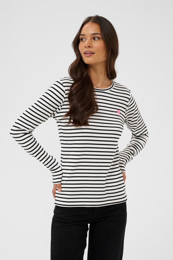 Pull à rayures et broderie de coeur Liddy**