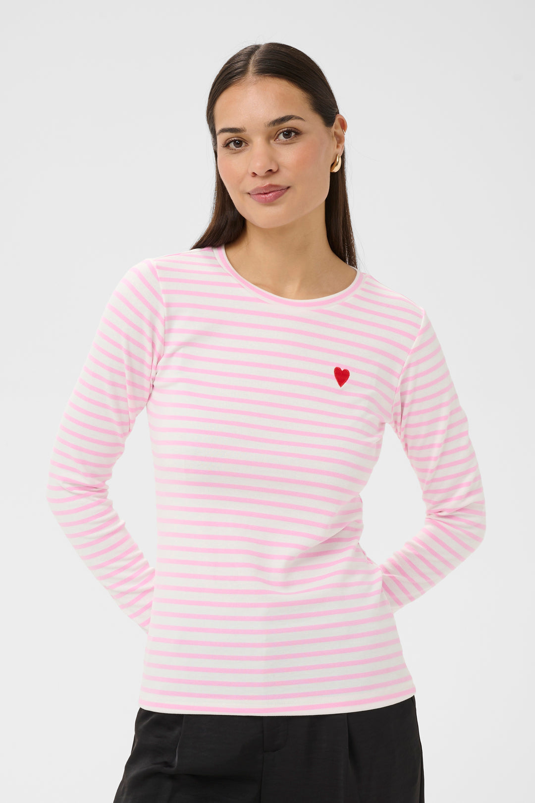 Pull à rayures et broderie de coeur Liddy