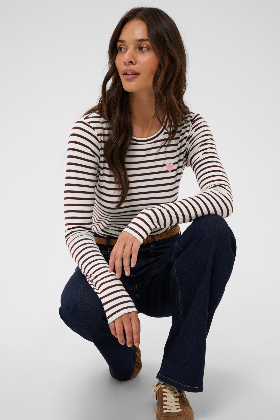 Pull à rayures Liddy - Broderie cœur contrastante