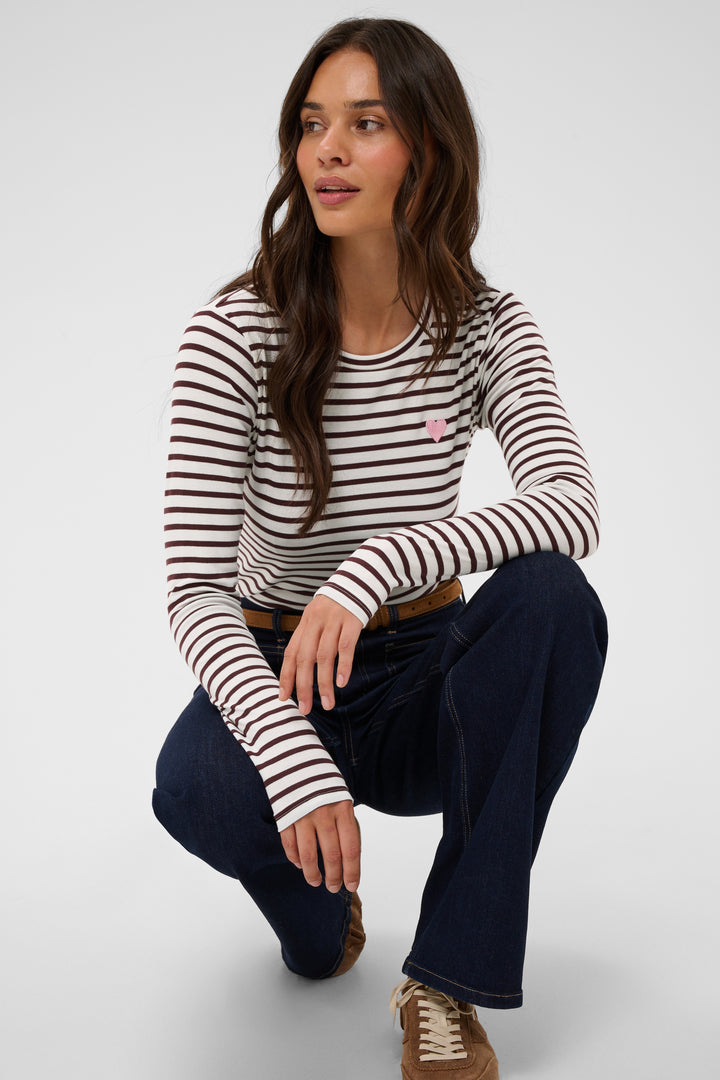 Pull à rayures Liddy - Broderie cœur contrastante