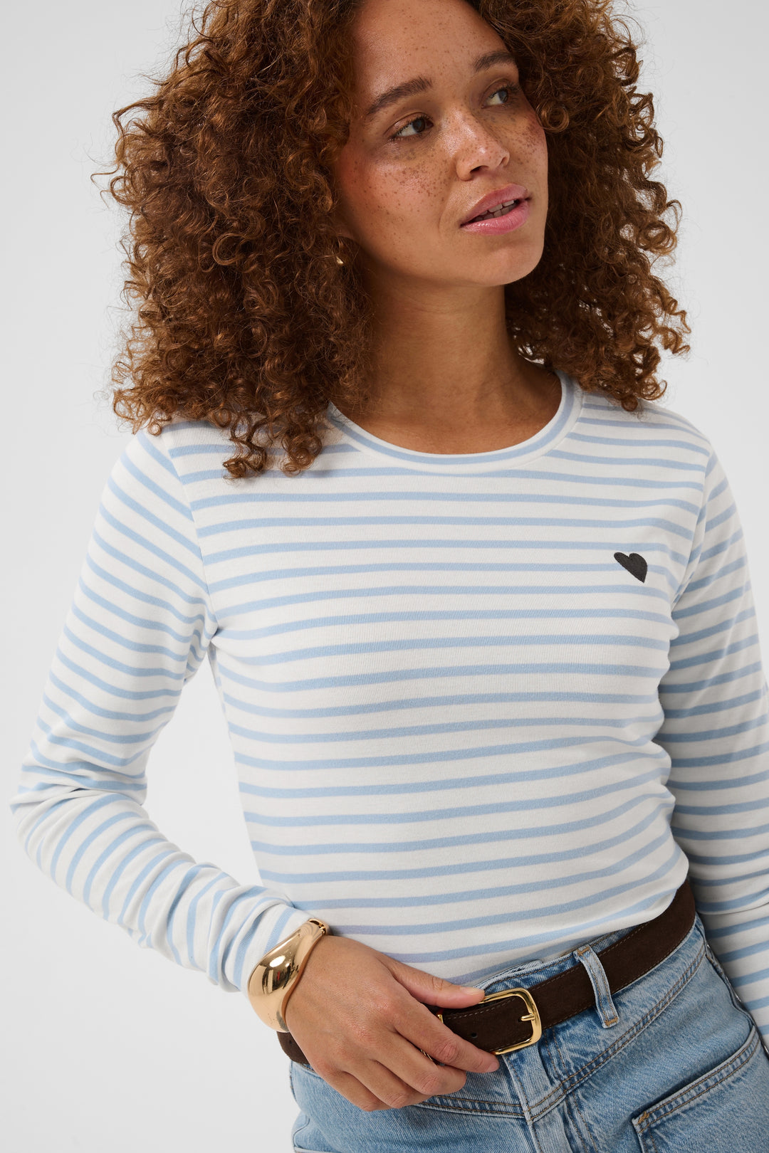 Pull à rayures Liddy - Broderie cœur contrastante