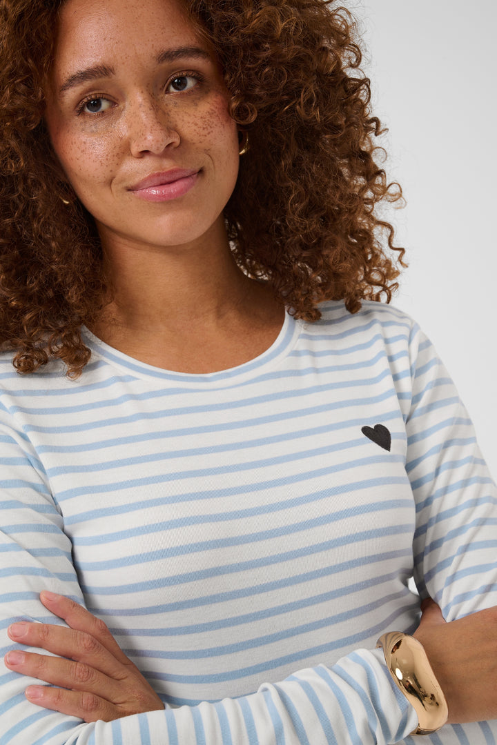 Pull à rayures Liddy - Broderie cœur contrastante