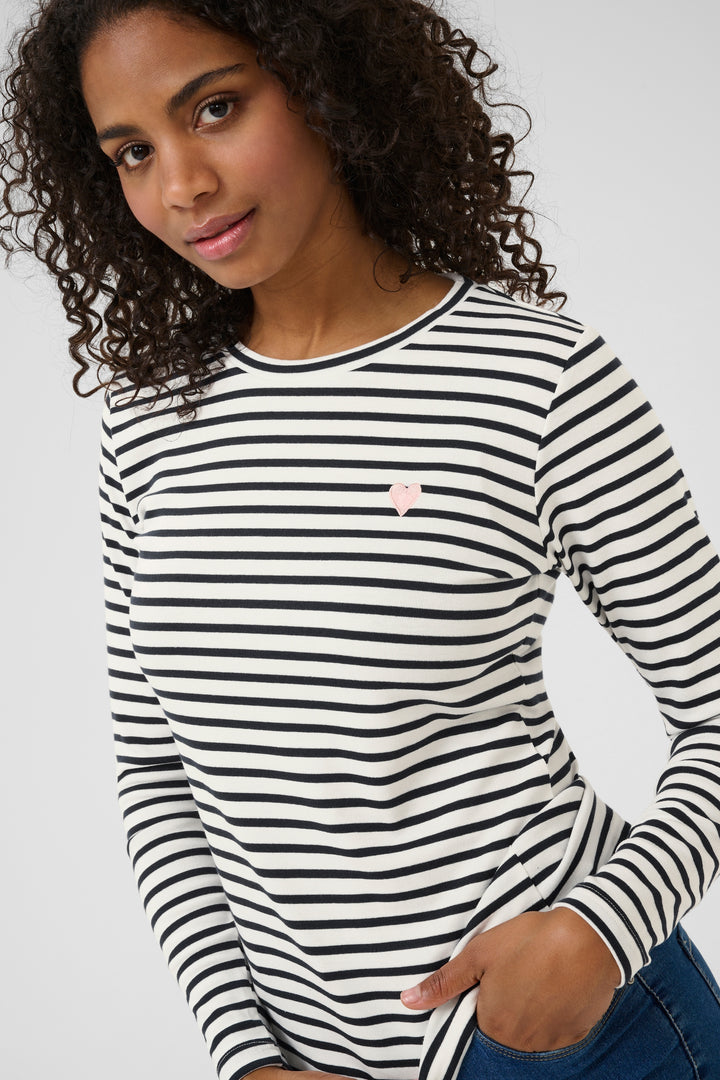 Pull à rayures et broderie de coeur Liddy**