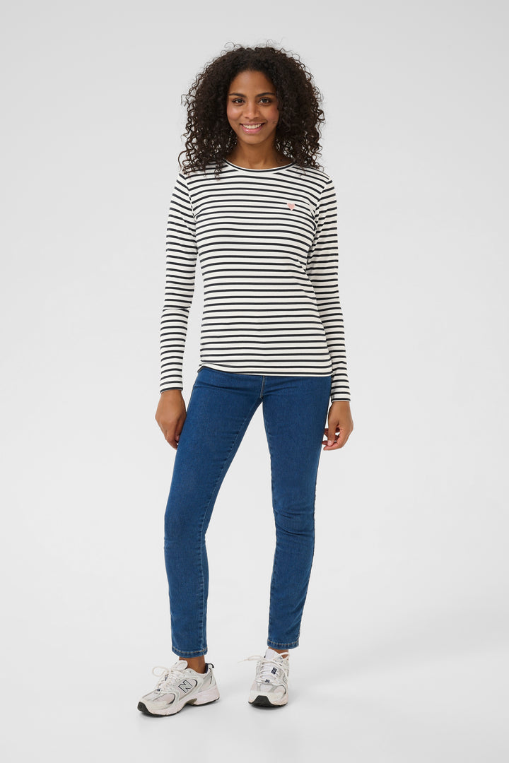 Pull à rayures et broderie de coeur Liddy**