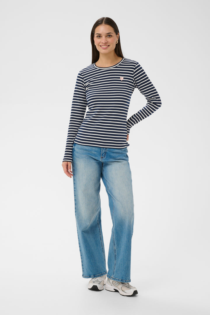 Pull à rayures et broderie de coeur Liddy