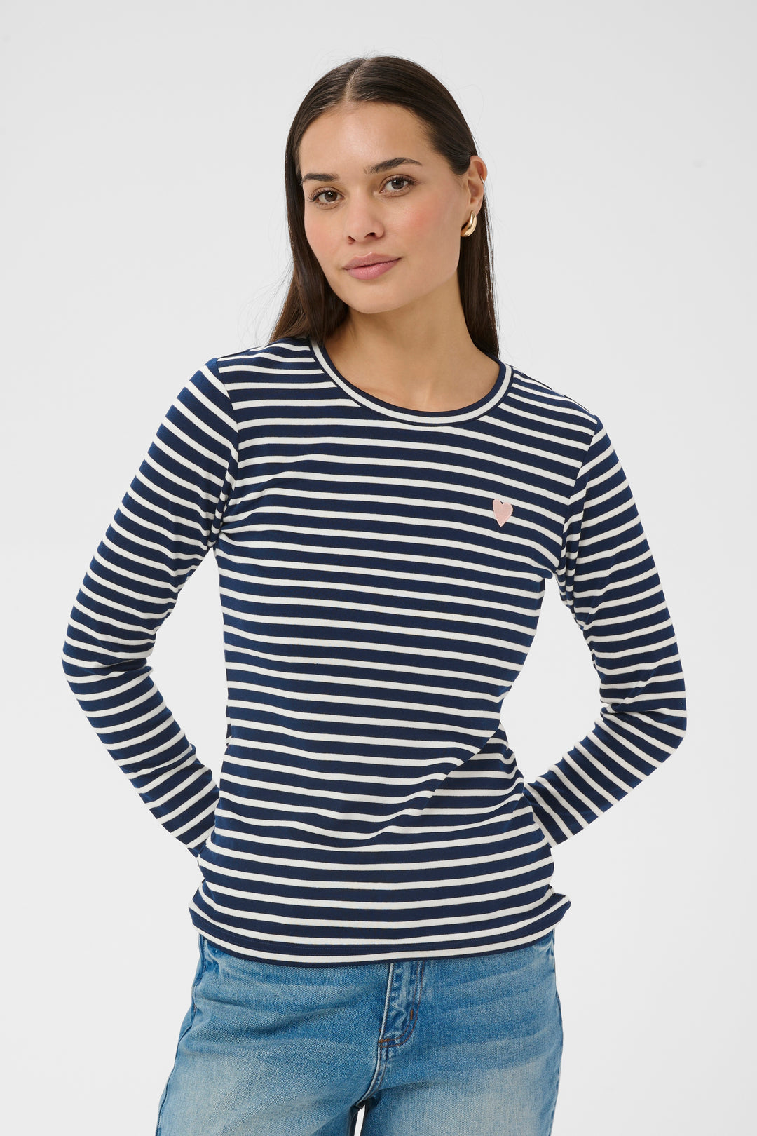 Pull à rayures et broderie de coeur Liddy