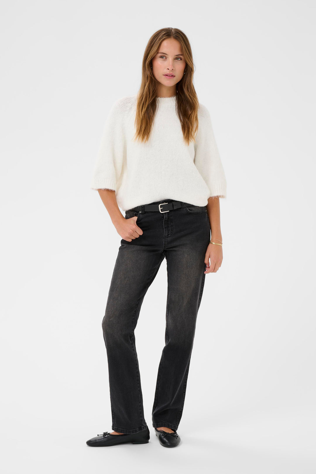 Emilie soft knit elbow-sleeve jumper